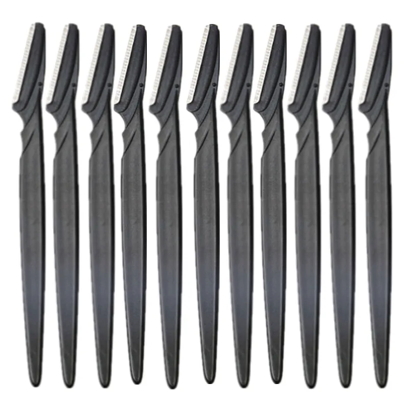 10 Pcs Black Professional Eyebrow Trimmer Safe Blade Shaping Knife Blades Face Hair Removal Scraper Shaver Makeup Beauty Tools