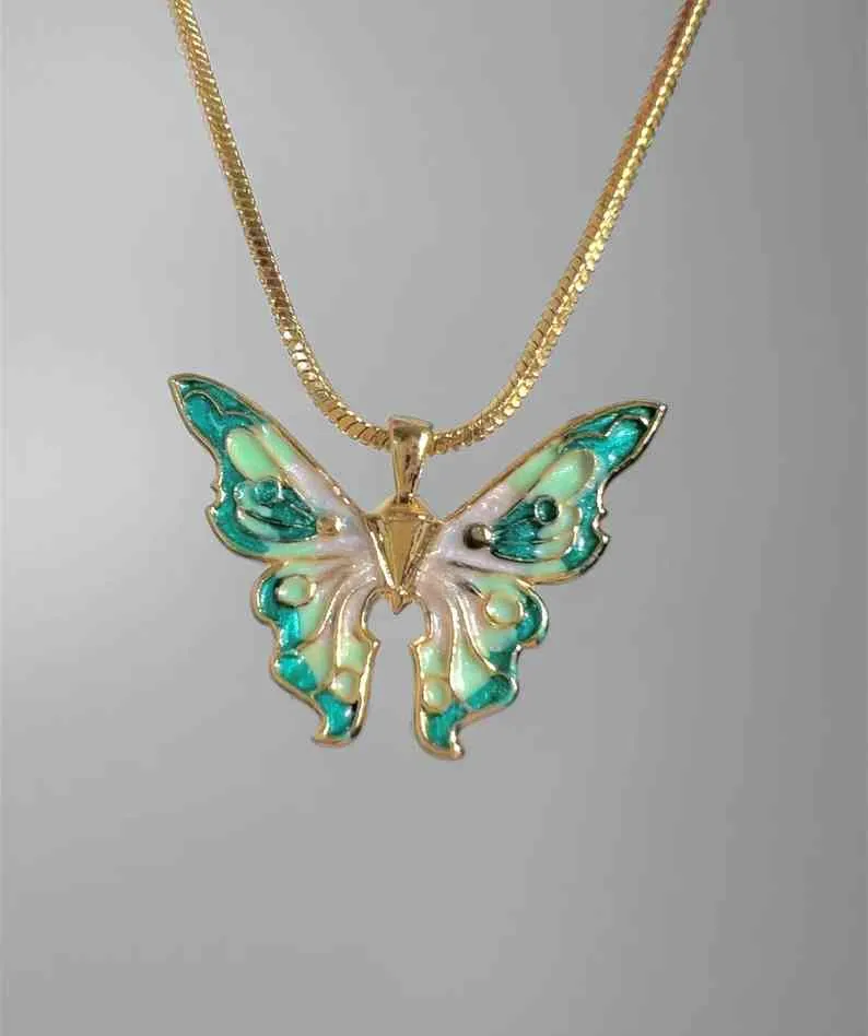 Fairytopia Elina Green Butterfly Necklace-Magical-Best Gift-Best Friend Gift-Butterfly-Mariposa 목걸이