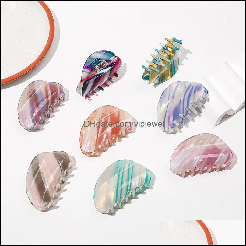 length 9 cm striped semicircle hair clamp women plastic large hair claws clips lady splicing color ponytail hairpins headdress accessories