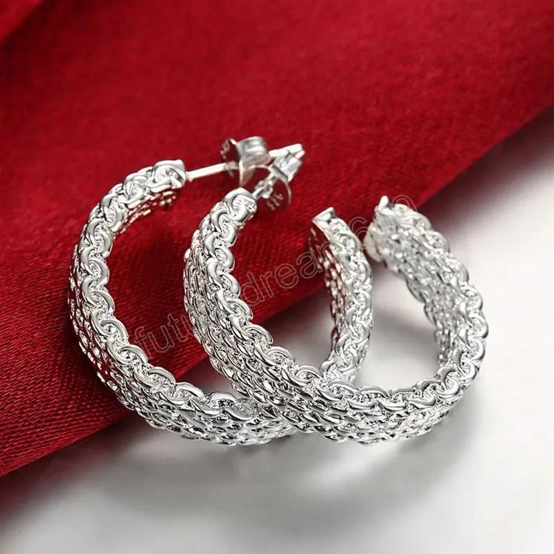 925 Silver Color Hoop أقراط مزاج نساء إبداع أذن الأذن هدايا عيد الميلاد شارع مجوهرات جميع المباراة