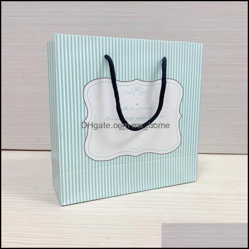 striped gift wrap senior kraft paper bags festival packing bag shopping diy multifunction candy food 