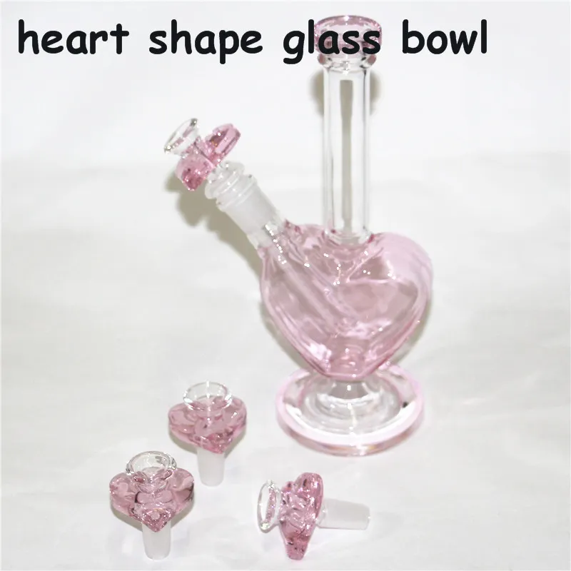 Nouveau bol en verre en forme de coeur d'amour rose unique pour narguilé Bong Pipe à eau 14mm 18mm mâle Bubbler Heady Oil Dab Rigs Birdcage Percolator shisha fumer