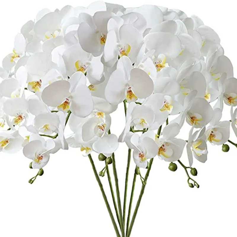 Ghirlande di fiori decorativi Fiore artificiale 45 cm / 17 '' Gambo lungo Finta orchidea Finta per la casa Soggiorno Arredamento camera da letto Disposizione V