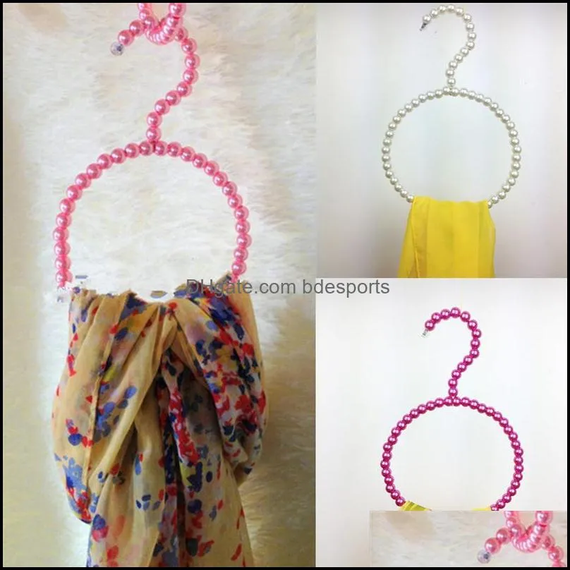 ABS Pearl Scarf Tie Hangers Colorful Round Circle Scarves Plastic Rack Hanging Rack Antiskid Seamless 10pcs wholesale