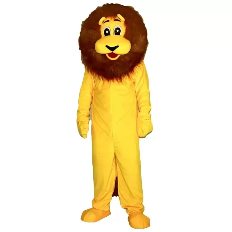 Novos trajes de mascote de leão amarelo de alta qualidade para adultos Circus Christmas Halloween Outfit Fantasia Terno