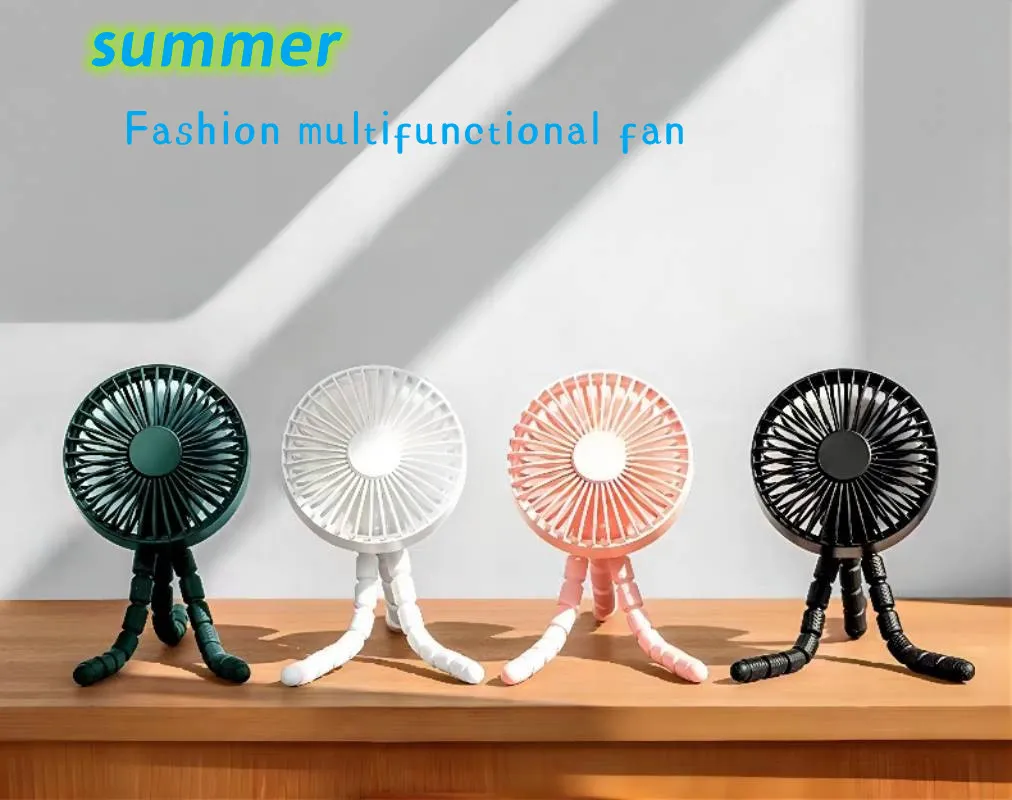 Camping Electric Fans Portable baby carriage fan USB charging multi-function tripod fan Handheld desktop