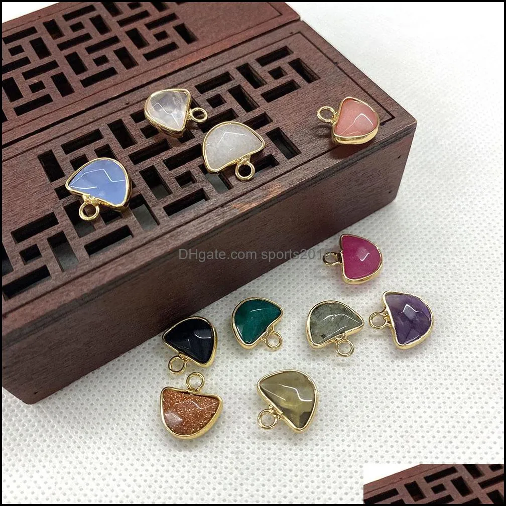 Arts And Crafts Arts Gifts Home Garden 13X14Mm Gold Edge Natural Crystal Semicircle Stone Charms Rose Quartz Pendants Tren Dhait