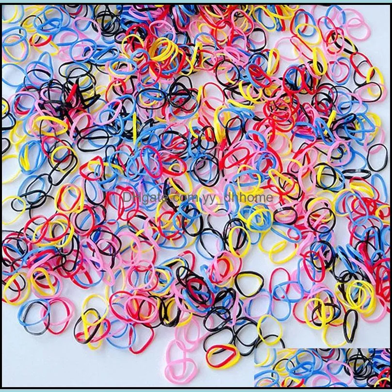 3000pcs/set solid color 1cm width baby hair rubber bands tie elastic ring for children kids girl mixed