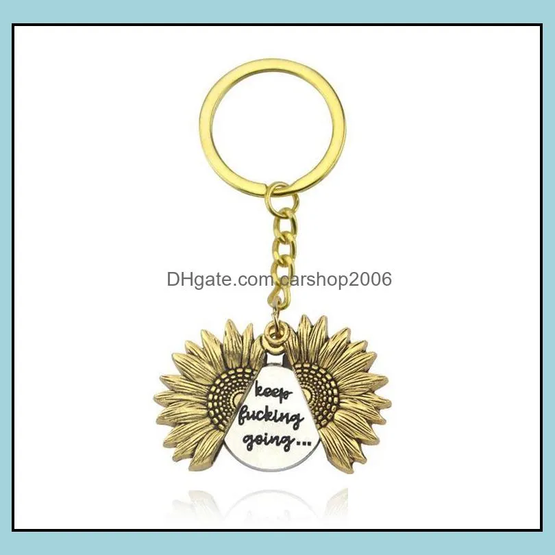 Metal Keychain Pendant Sunflower Keychains YOU ARE MY SUNSHINE Keyrings Openable key chain Gift Promotion