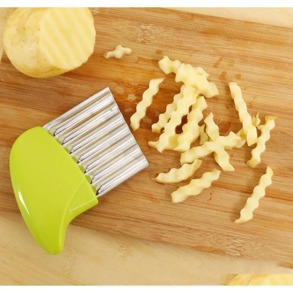 stainless steel vegetable wavy cutter slicer potato carrot slicer wrinkled french fries making knife kitchen accessory high quality