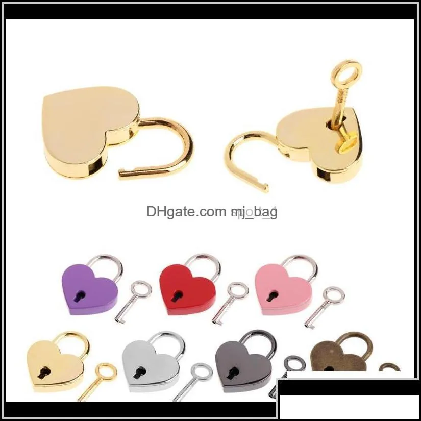 Serrures de porte Quincaillerie Matériaux de construction Maison Jardin En forme de coeur Vintage Mini Amour Cadenas Avec Clé Pour Sac À Main Petit Lage Sac Journal Livre D