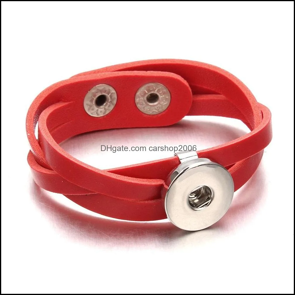 Fashion pu Leather Charm Bracelet DIY Ginger 18mm Snap Button Bracelets Bangle For Women Statement Jewelry j4129