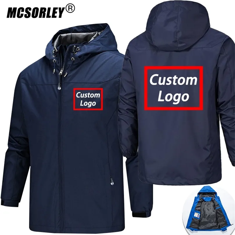 MCSORELY, chaqueta personalizada de primavera para hombre, abrigo con cremallera y estampado DIY, chaqueta impermeable a prueba de viento, chaquetas Unisex para exteriores, ropa deportiva 220808