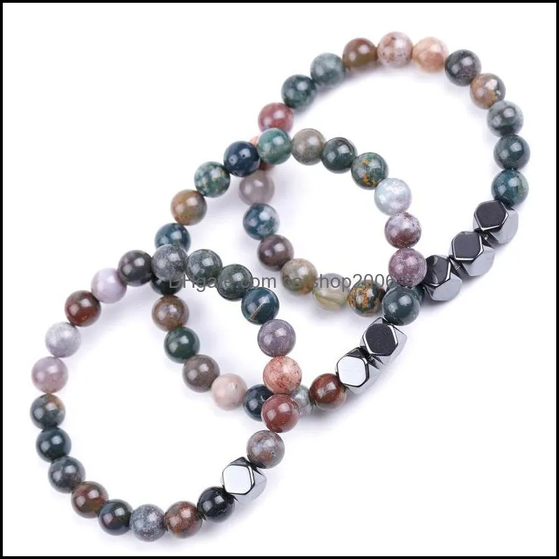 lover men handmade hematite 8mm buddha indian agate stone bracelet beads bracelets summer women jewelry gift