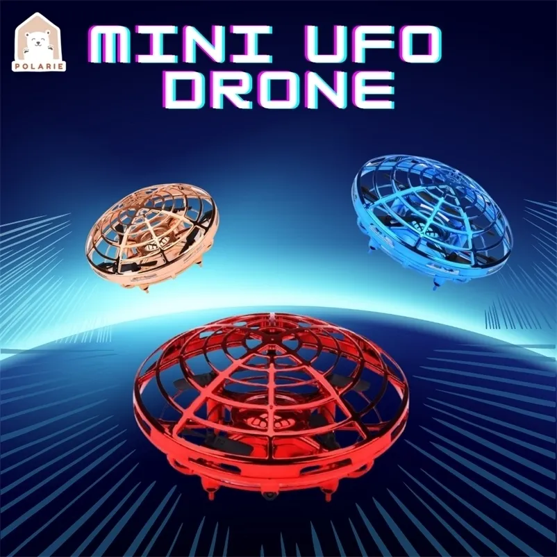 Polarie Mini UFO Drone RC Helikopter Uçak Oyuncak Kızılötesi Quadcopter Manuel Algılama Interaktif Uçan Daire Oyuncaklar 220321