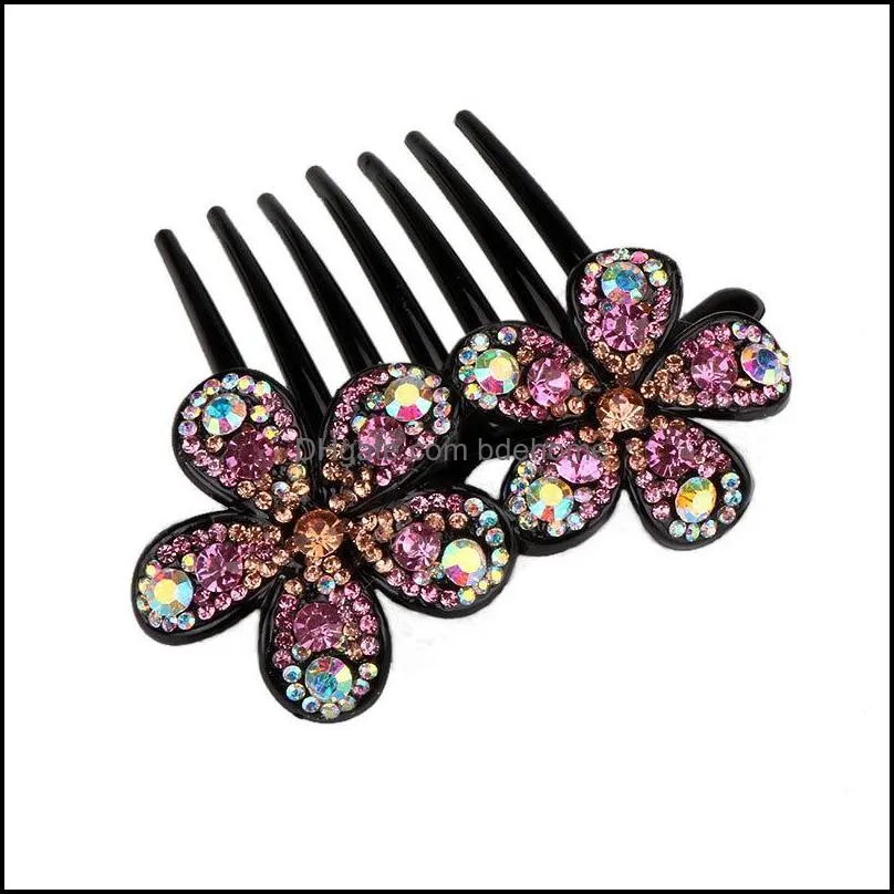 Crystal Rhinestone Hair Claws for Women Flower Hair Clips Barrettes Crab Ponytail Holder Hairpins Bands Hair Accessories