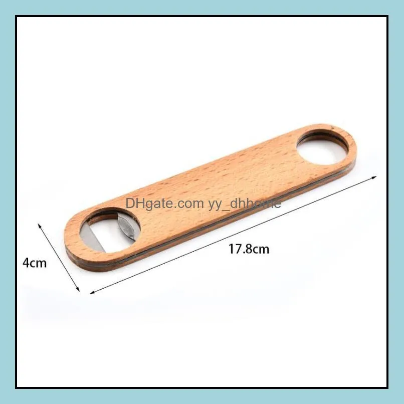 wooden flat beers bottle bar products opener wood handle stainless steel wine beer soda glass cap openers creative kitchen tools