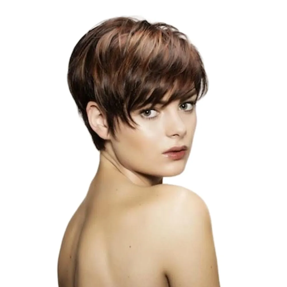 Máquina completa curta feita perucas sem renda Pixie Cut Wig para mulheres negras Remy Remy Human Human Wig