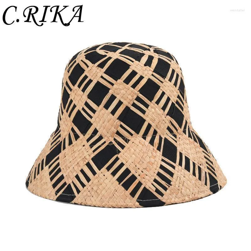 قبعات واسعة الحافة قبعة نسج رافيا للنساء لطي المضاد لـ UV 50 Sun Luxury Designer Crochet Beach Wholesalewide Wend22