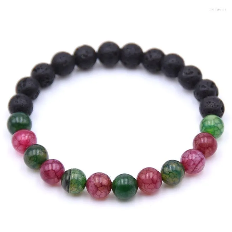 Brins de perles en gros demi-lave coloré perles de pierre naturelle brin Bracelet femmes hommes main bijoux Stretch Yoga Trum22