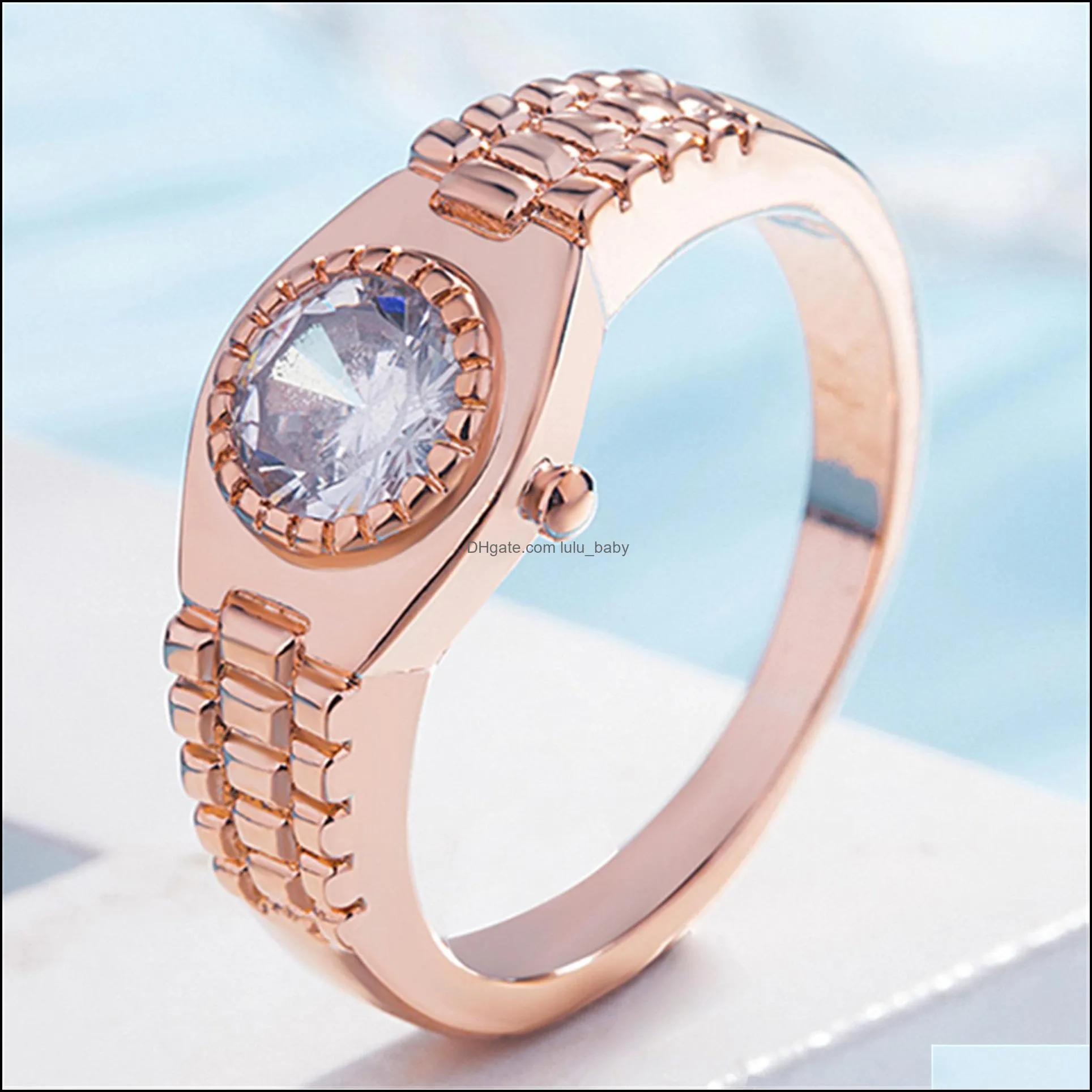 watch ring set white diamond silver ring party birthday gift jewelry fashion watches rings