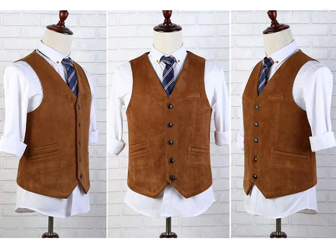 Gilet da uomo Giacca in velluto di pelle di daino Gilet da uomo Abbigliamento da sposa Giacca Stile vittoriano Steampunk Casual Business