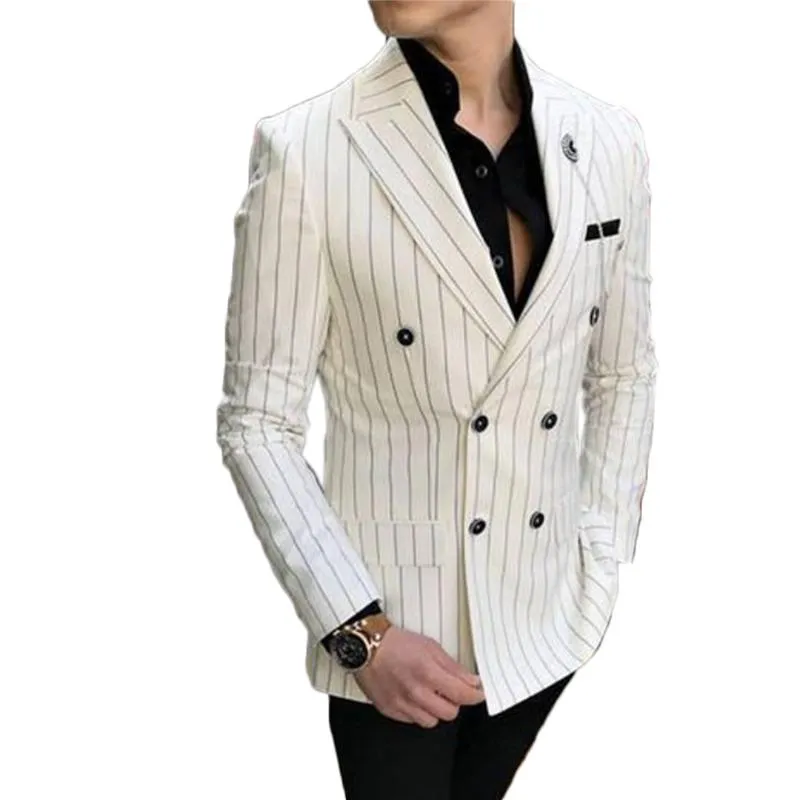 Herrdräkter blazers smarta casual vit mäns skräddarsydda bröllop tuxedos japan stil one bitar fest prom afton blazermens män är