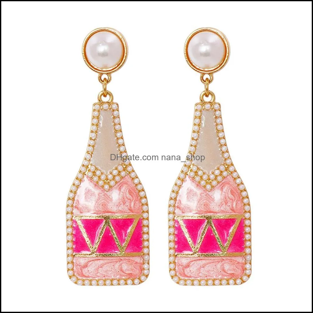 Dangle & Chandelier Wholesale Imitation Pearls Trend Design Earrings For Women Rhinestone Cute Geometry  Unusual Accessories Advanced