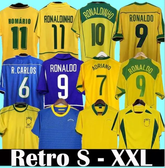 1998 Brasil Soccer Jerseys 2002 Retro Shirts Carlos Romario Ronaldo Ronaldo Ronaldinho 2004 Camisa de Futebol 1994 Brazils 2006 1982 Adriano 1988 2000 1957 2010 Kits