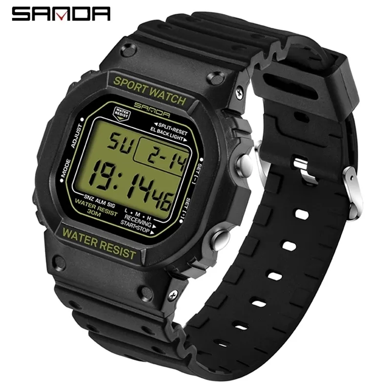 Sanda Sports Watch Men and Women Par Waterproof Watch Vibration Fashion Analog Quartz Electronic Watch 220525