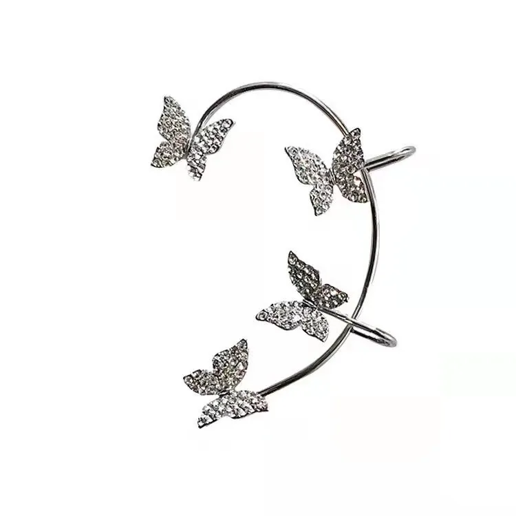 Boucles d'oreilles papillon manchettes d'oreille grimpeur boucles d'oreilles enveloppantes pour femmes fille fée droite gauche pas de Piercing oreille Clip or argent oreille bijoux cadeau