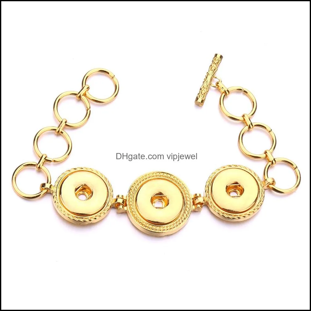 vintage 18mm snap button heart charm bracelet silver gold link chain three snaps buttons bracelets jewelry for women men