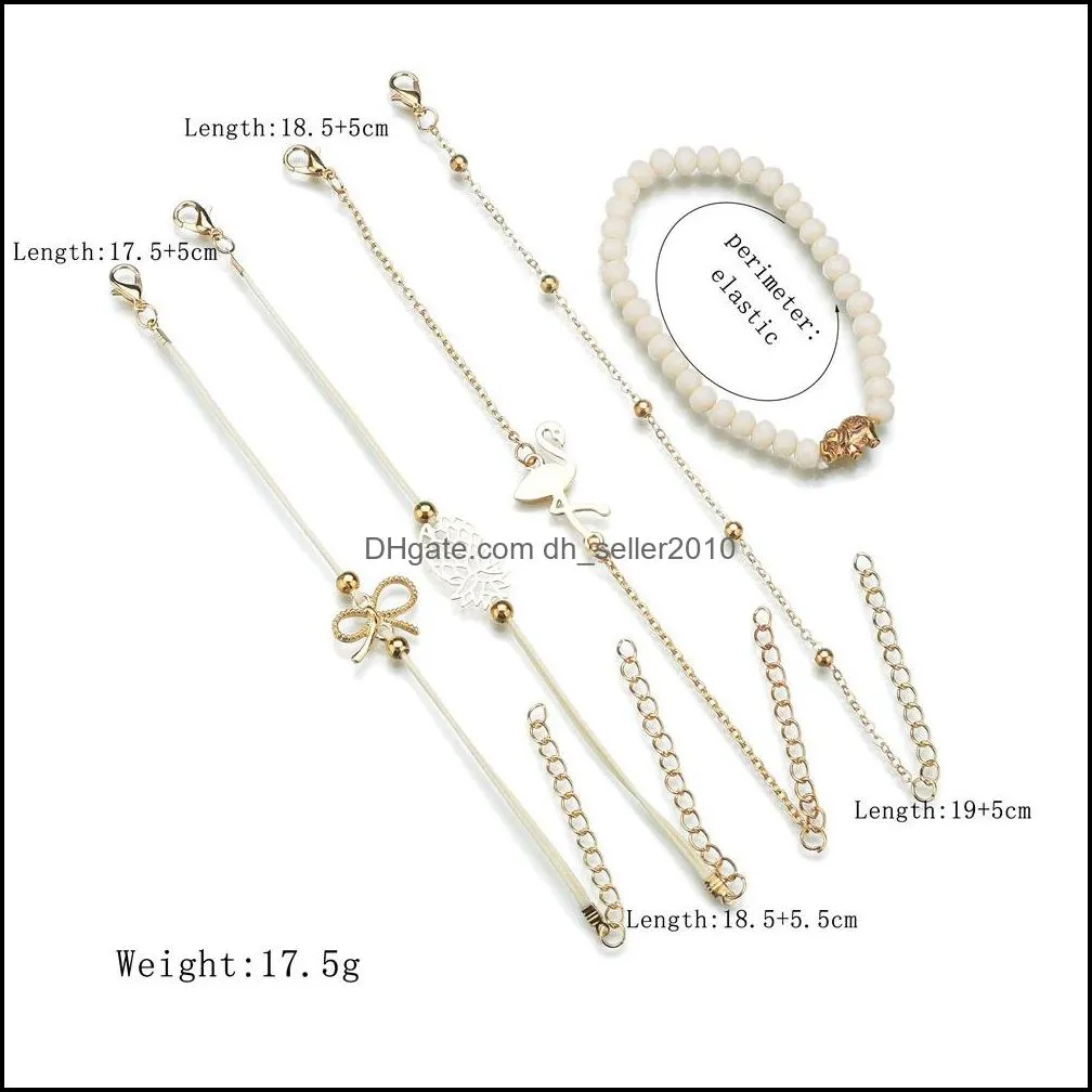 multilayer bracelet pineapple bow bead charm bracelet five-piece suit bracelets sets