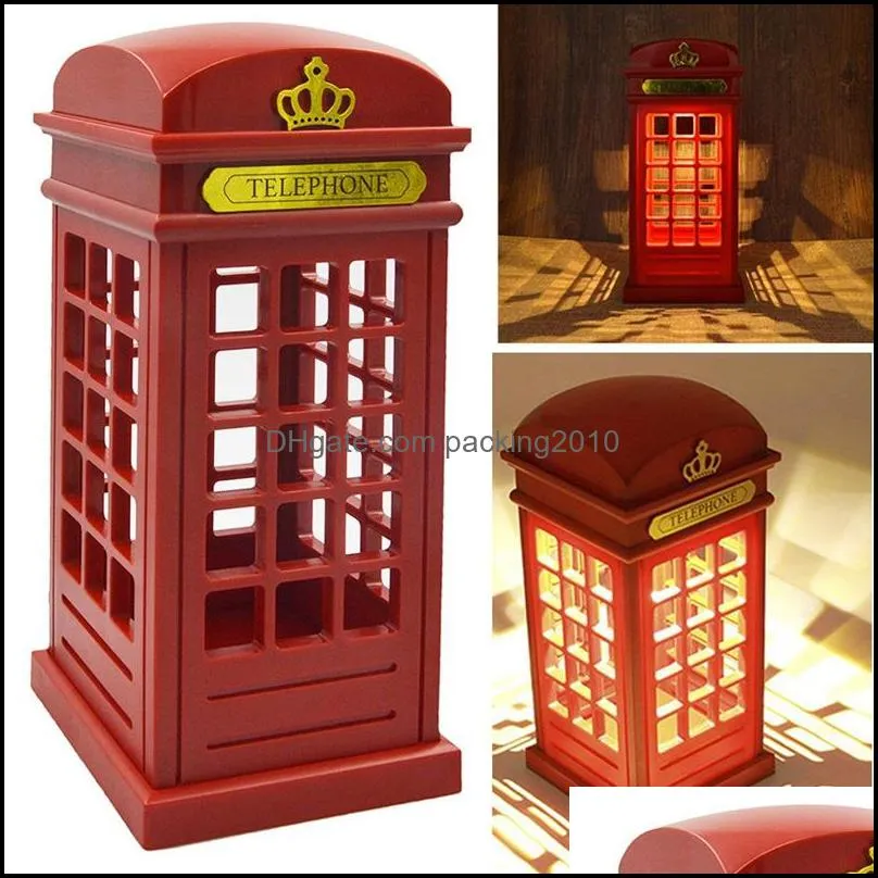 retro london telephone booth night light touch sensor desk lamp usb led table lamp table decoration accessories no battery included