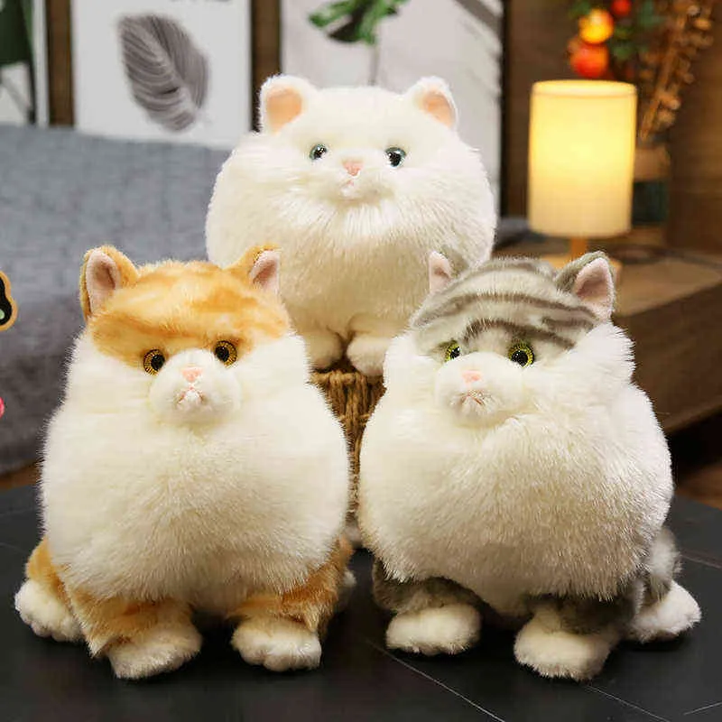 Cm Beautiful Simulation Cat Plush Toys Kawaii Fat Hairy Animal Totoro Plushie Doll Filled Soft For Children Christmas Gift decor J220704