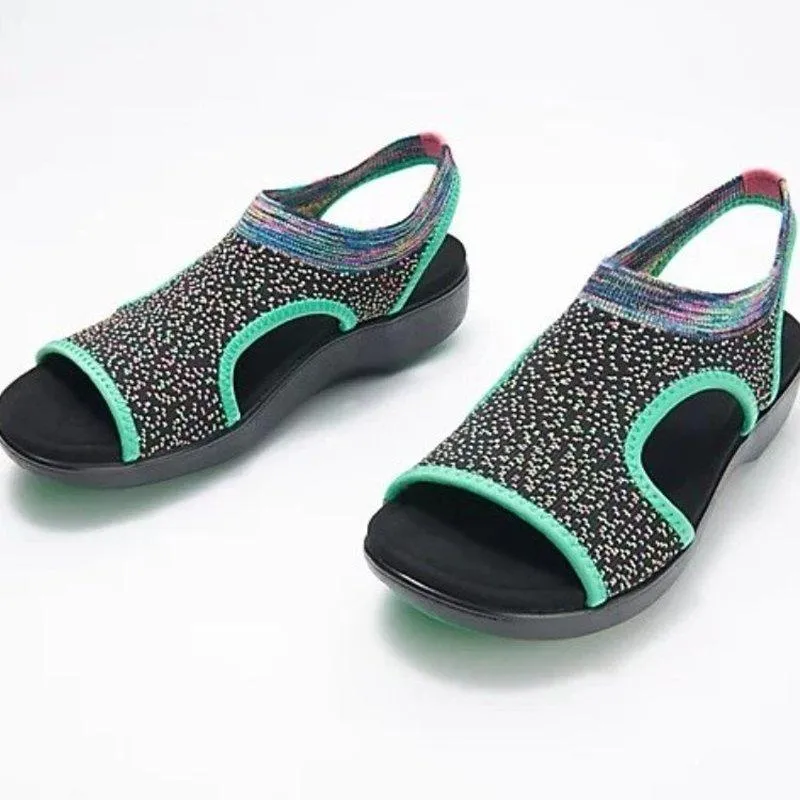 Peep sandalet elastik kadın ayak parmağı net yaz bayanlar sıradan ayakkabılar düz kanca halkası artı beden kadın moda konforu 2022Sandals 81511