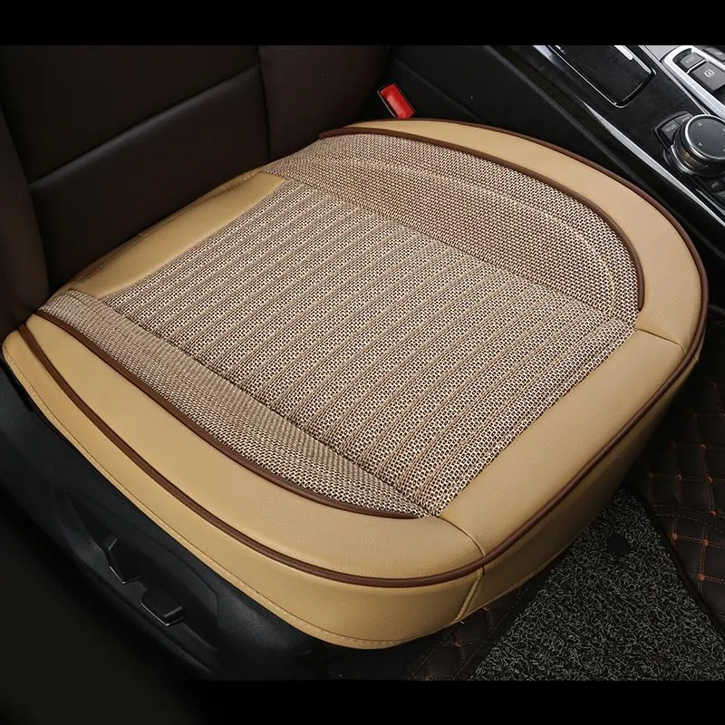 Coprisedili per auto Cuscino per conducente 3D Cuscino per sedia Rivestimento anteriore in pelle di lino Protezione per auto Accessori interni traspiranti