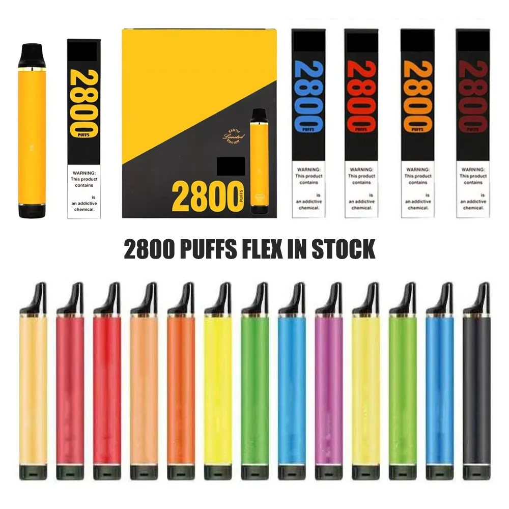Оригинал в Stock Puffs Flex Max e Сигарета одноразовая одноразовая ручка 2800puffs Барс. Устройство 10 мл 1500 мАч аккумулятор