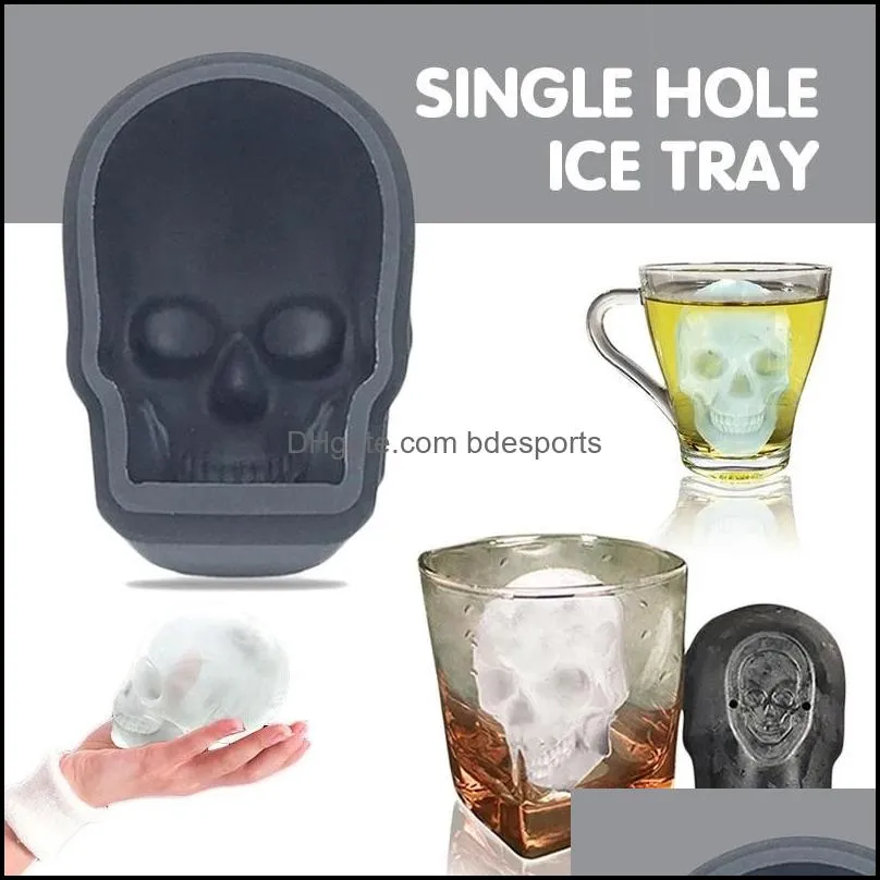 Ice Cream Tools Skull Shape 3D Ice-Cube Mold Bar Party Silicone Trays Chocolate Mould Whiskey Drink Ices Ball Maker Tray