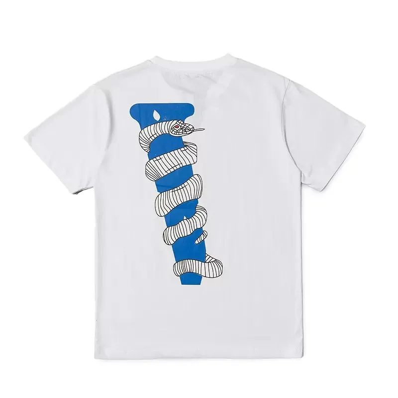 Designer TShirts Mode Hommes T-shirt Blanc Serpent Luxurys T-shirts Big V Print Tee Hip Hop Chemises Oversize pour Hommes Femmes Tops À Manches Courtes S XL