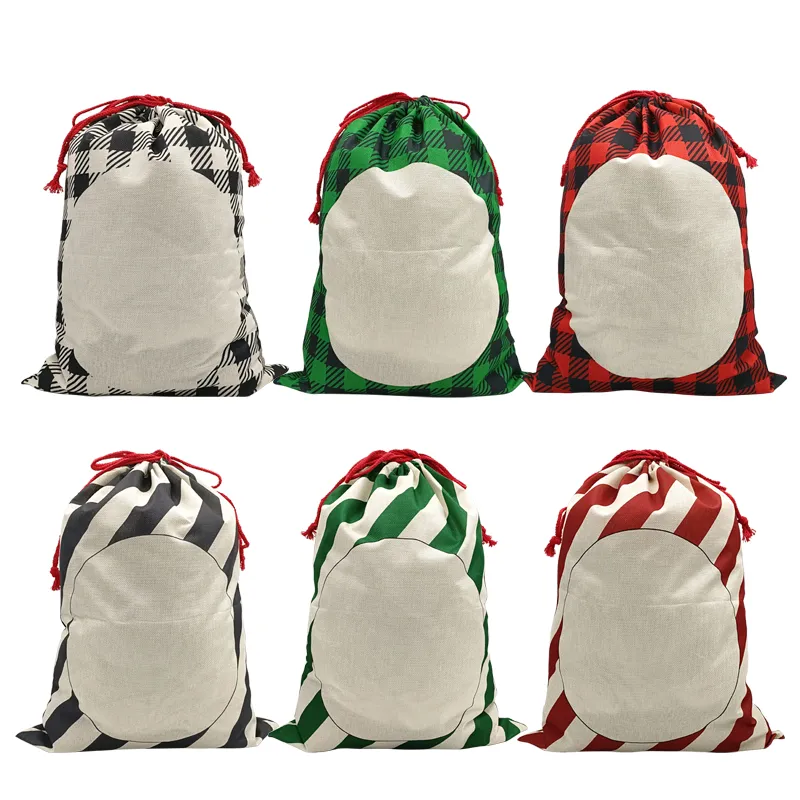 High Quality Striped Sublimation Blank Santa Sack Bag For Christmas Ornament WLL1616