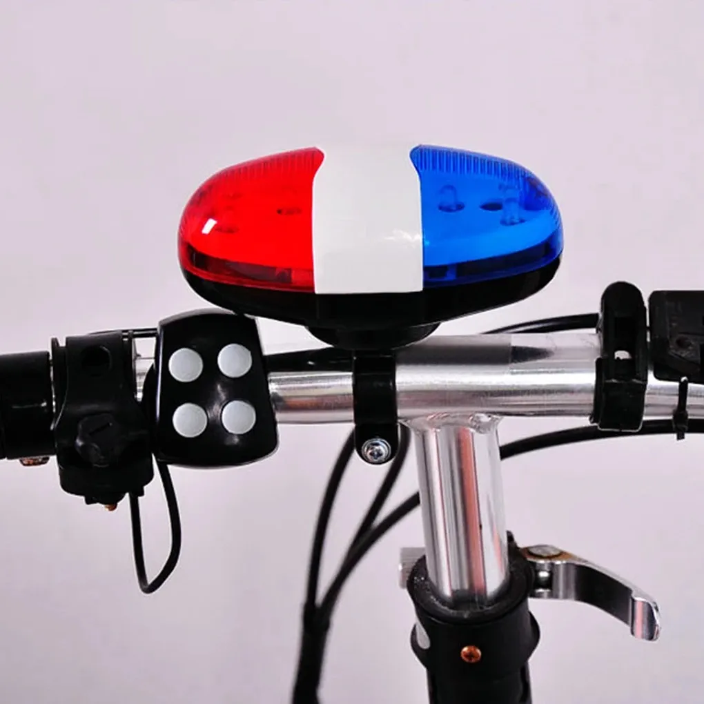 Hushållens diverse 1 st cykelklocka 6 LED 4 Tone Bicycle Horn Bike Call LED Bike Police Light Electronic Loud Kid Accessories Bike Scooter MTB