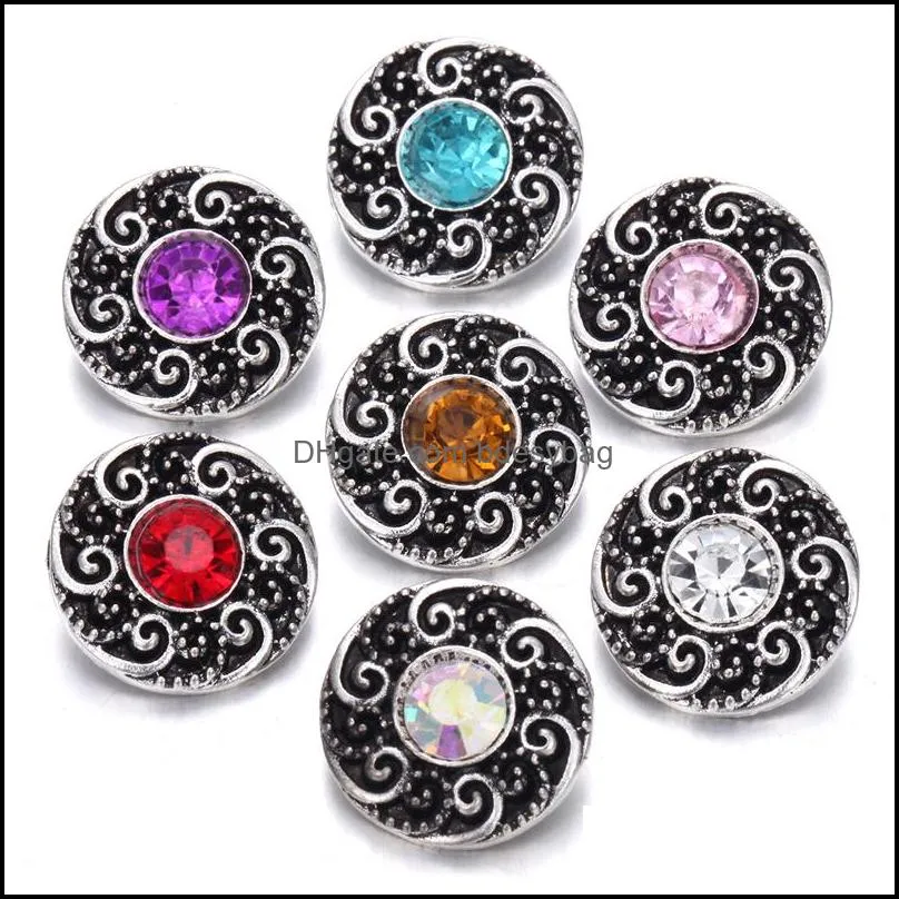 noosa 18mm snap buttons jewelry rhinestone mixed round metal flower snap button bracelet necklace ginger charms jewelry