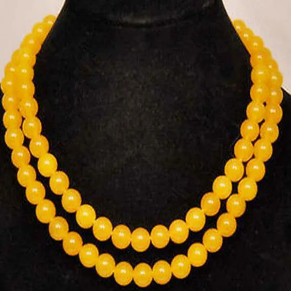 36 '' de long 8 mm Round Round Jaune Jade Gemstone Beads Collier AAA