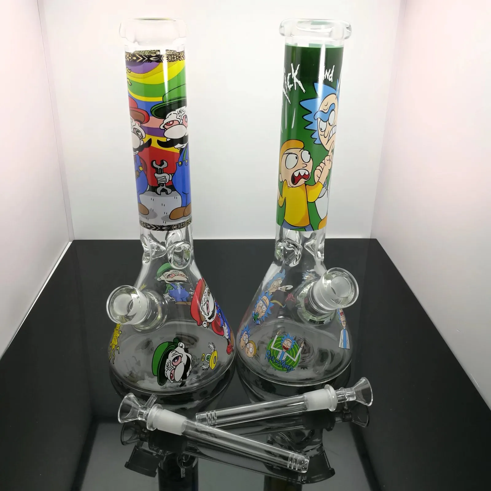 Smoking Pipe Travel Tobacco hookh bowls Bottiglia d'acqua in vetro per cartoni animati stampata addensata di vendita calda europea e americana