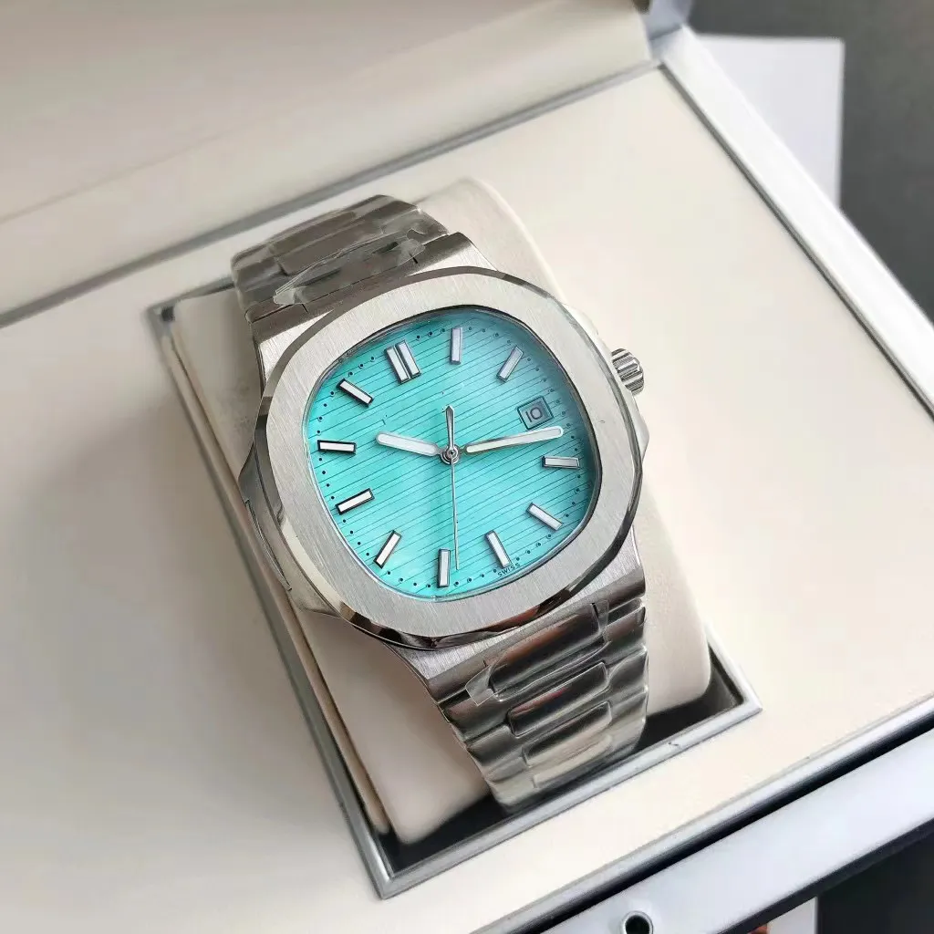 2022 Nuovo orologio automatico di lusso da uomo Nautilus serie 5711 quadrante azzurro cinturino in acciaio inossidabile argento206C