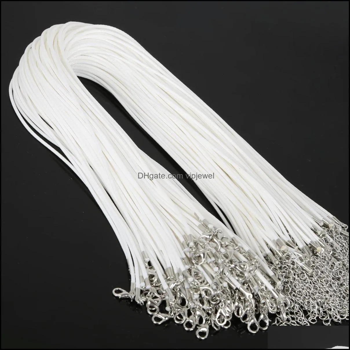 1.5MM 2MM Wax Leather Beading Necklace Cord String Snake Rope Wire Lobster Clasp Chain Fashion DIY jewelry Components in Bulk 45cm+5cm