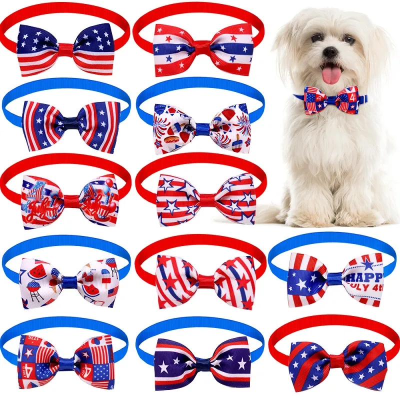 Apparel Accessory 12 Designs Independence Day Pet Bow Tie