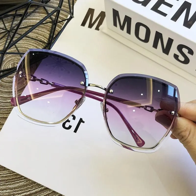 Sunglasses High Qulity Women's Rimless Square 2022 Sun Glasses Vintage Shades Female Ladies Pink Eyewear