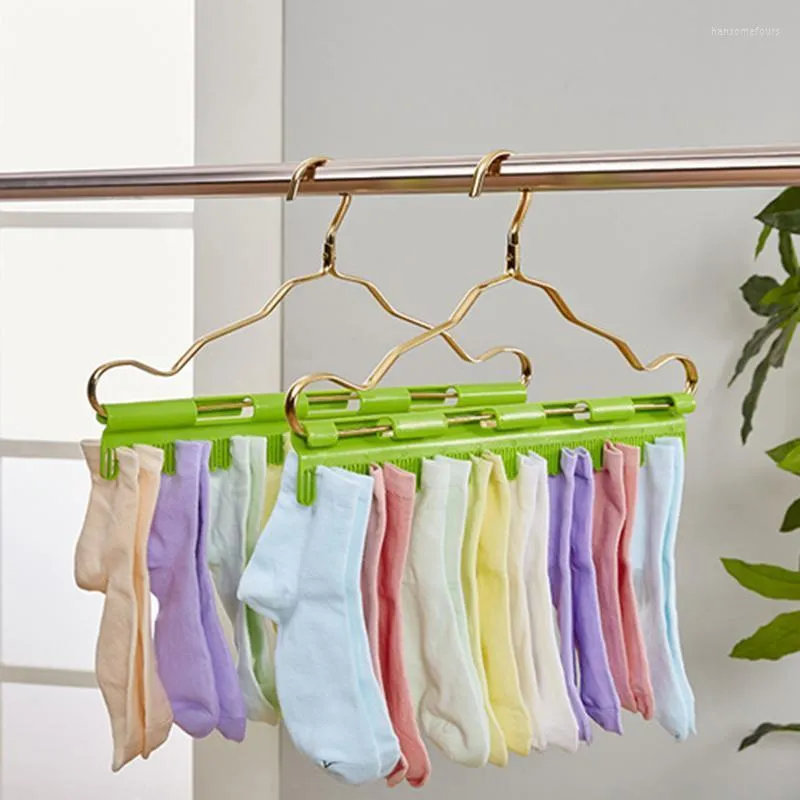 Multi Purpose Clip Hanger Sock Underwear Towel Drying Plastic Easy To Use Green MUMR999 Hangers & Racks